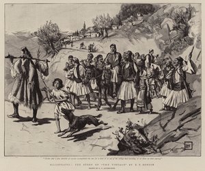 Illustratie van het verhaal van De Oogst door E.F. Benson door George Percy Jacomb Hood
